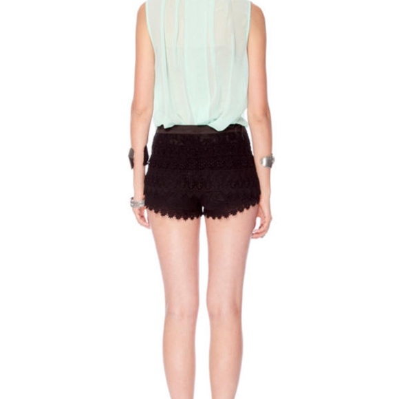 Sans Souci Crochet Lace Black Shorts sz M - Picture 2 of 15